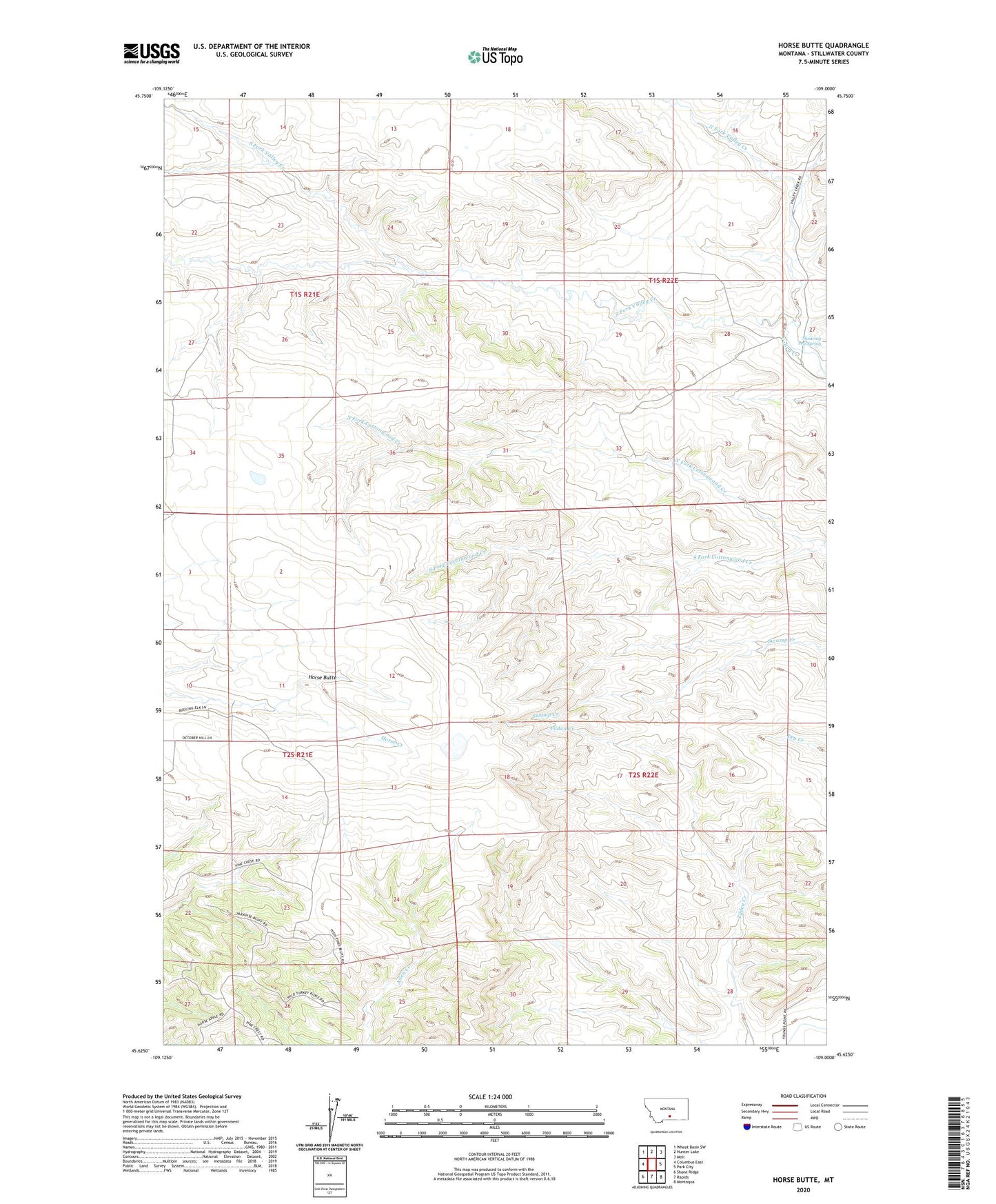 Horse Butte Montana US Topo Map Image