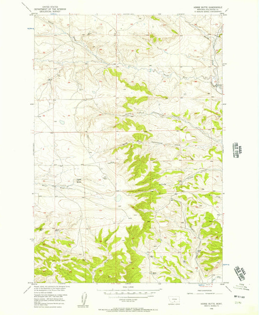 Classic USGS Horse Butte Montana 7.5'x7.5' Topo Map Image