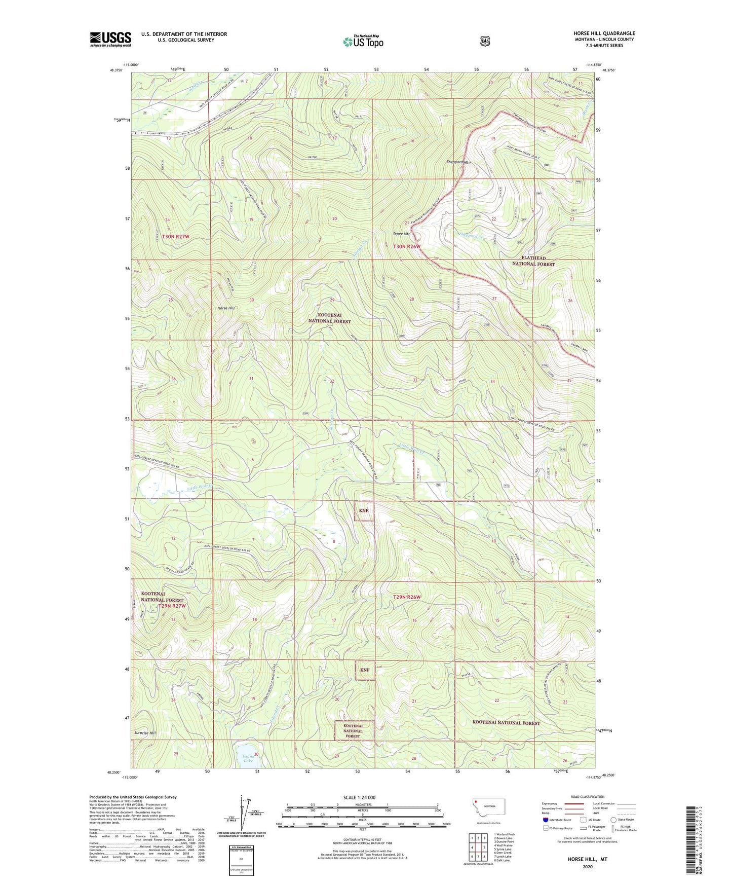 Horse Hill Montana US Topo Map Image