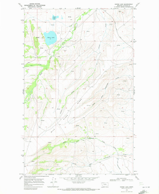 Classic USGS Horse Lake Montana 7.5'x7.5' Topo Map Image