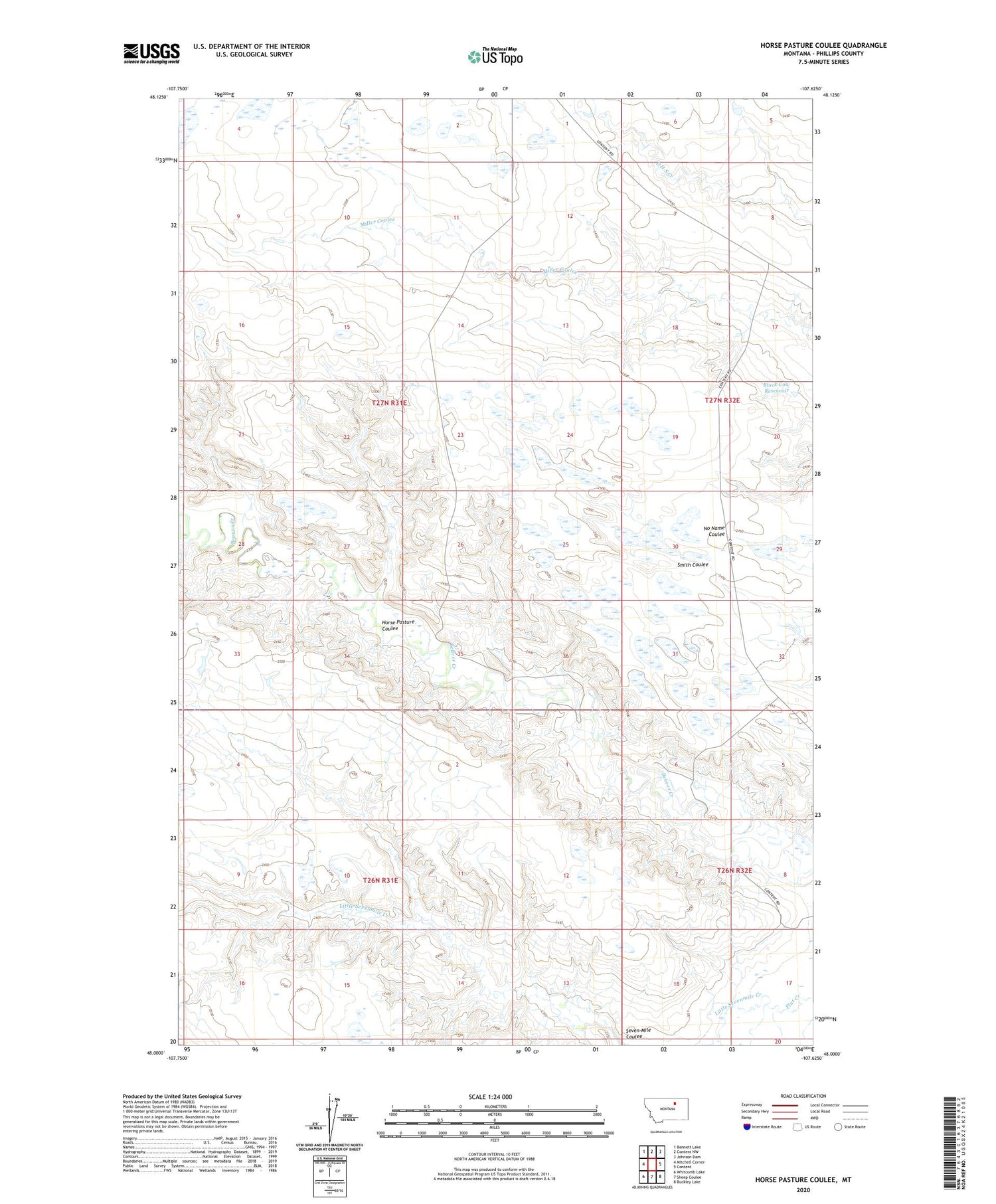 Horse Pasture Coulee Montana US Topo Map Image