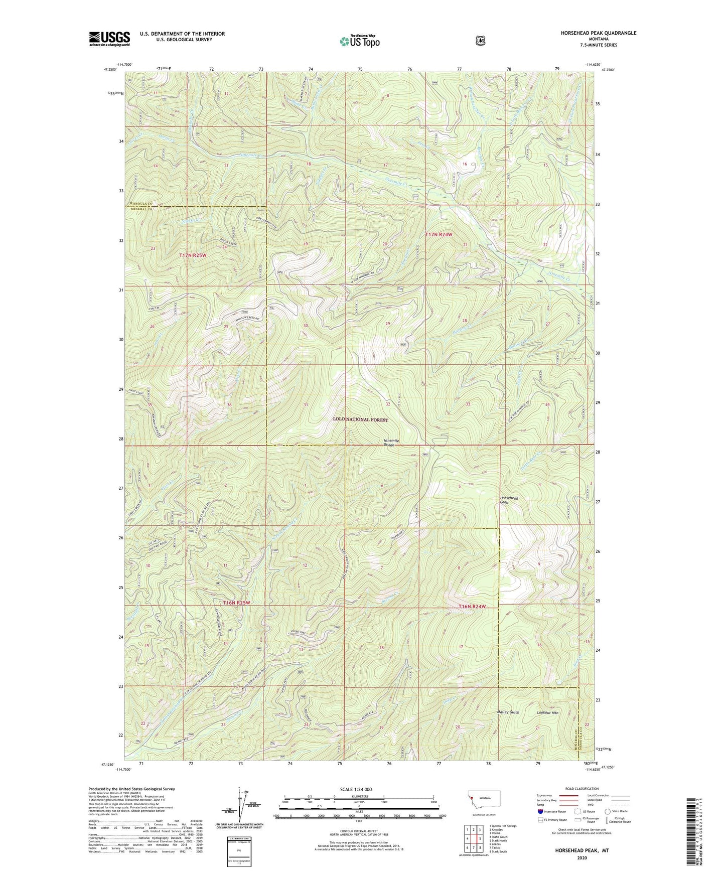 Horsehead Peak Montana US Topo Map Image