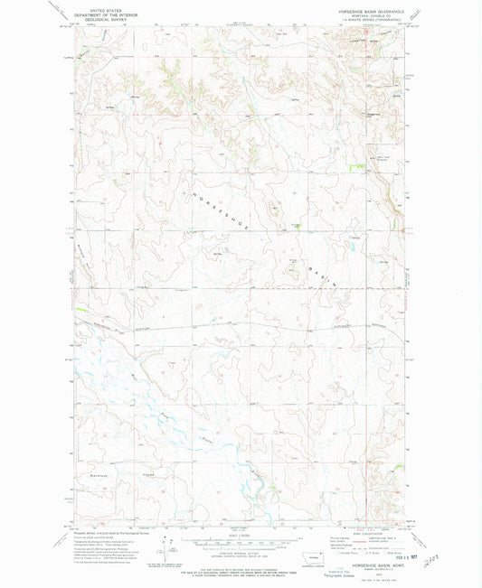 Classic USGS Horseshoe Basin Montana 7.5'x7.5' Topo Map Image