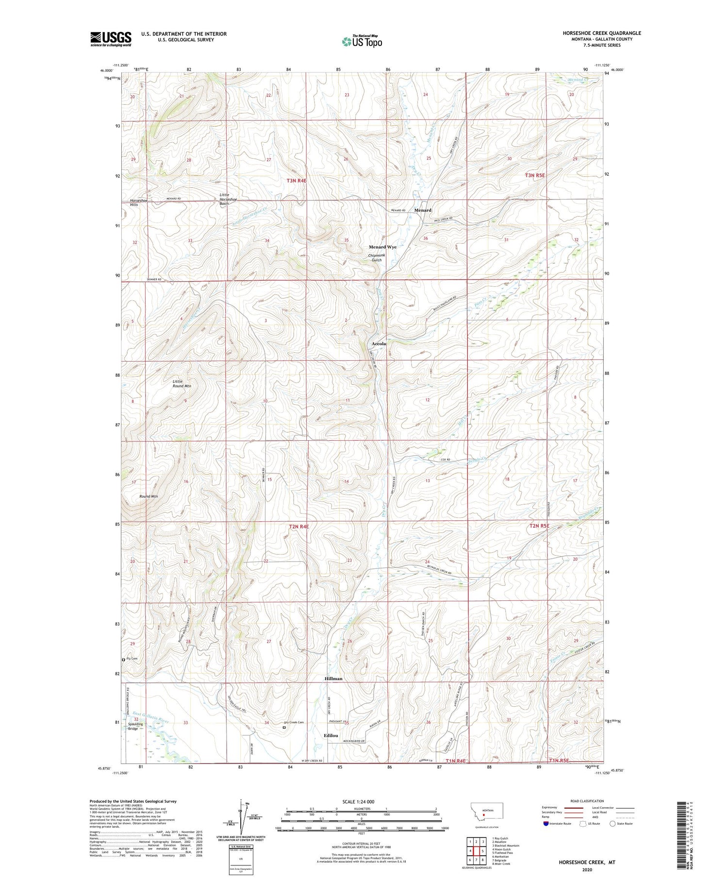 Horseshoe Creek Montana US Topo Map Image