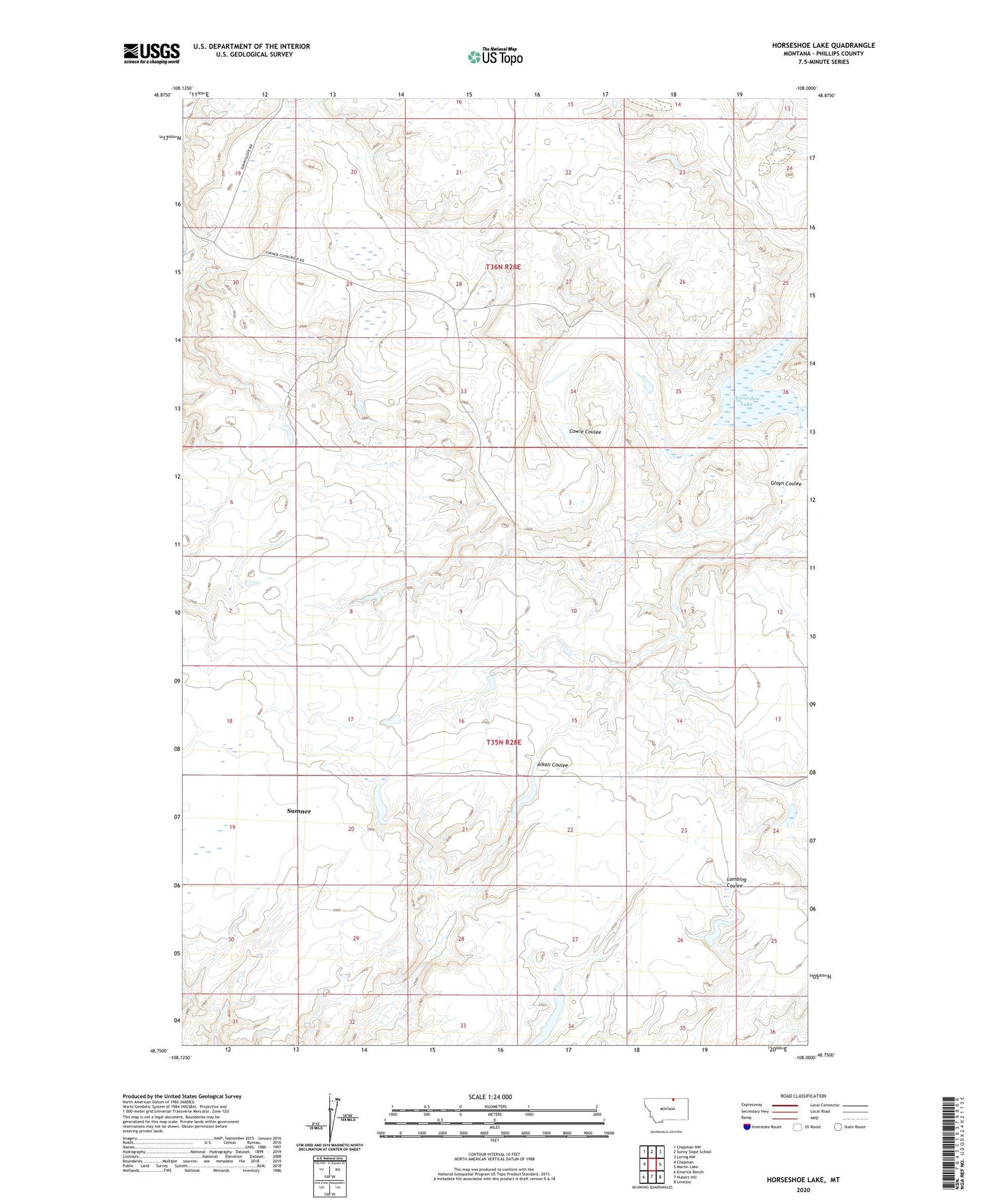 Horseshoe Lake Montana US Topo Map Image