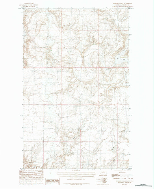 Classic USGS Horseshoe Lake Montana 7.5'x7.5' Topo Map Image