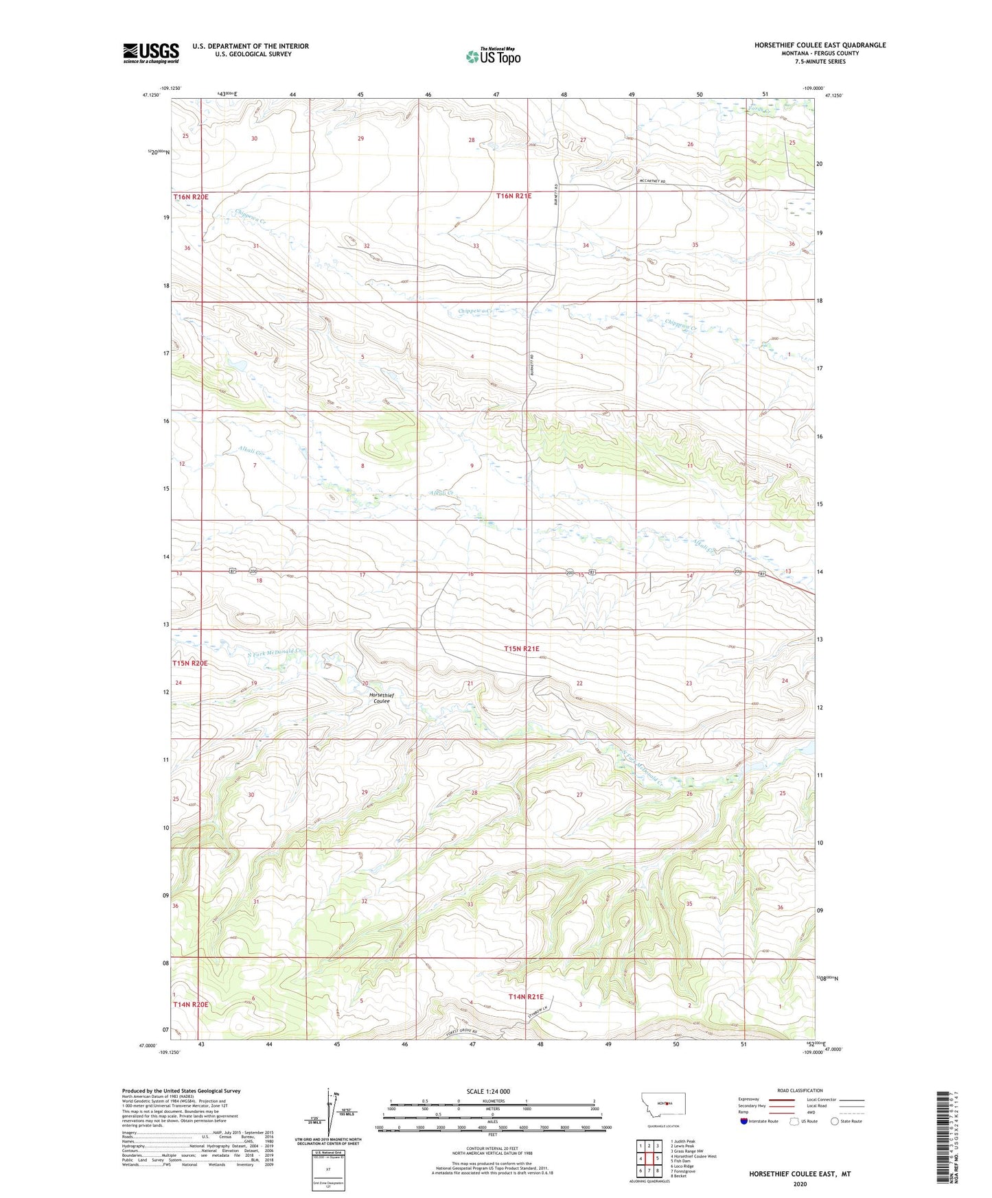 Horsethief Coulee East Montana US Topo Map Image