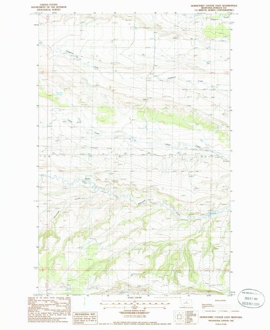 Classic USGS Horsethief Coulee East Montana 7.5'x7.5' Topo Map Image