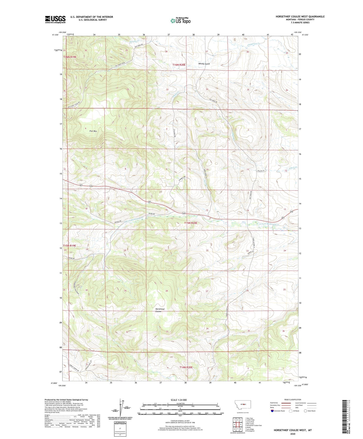 Horsethief Coulee West Montana US Topo Map Image