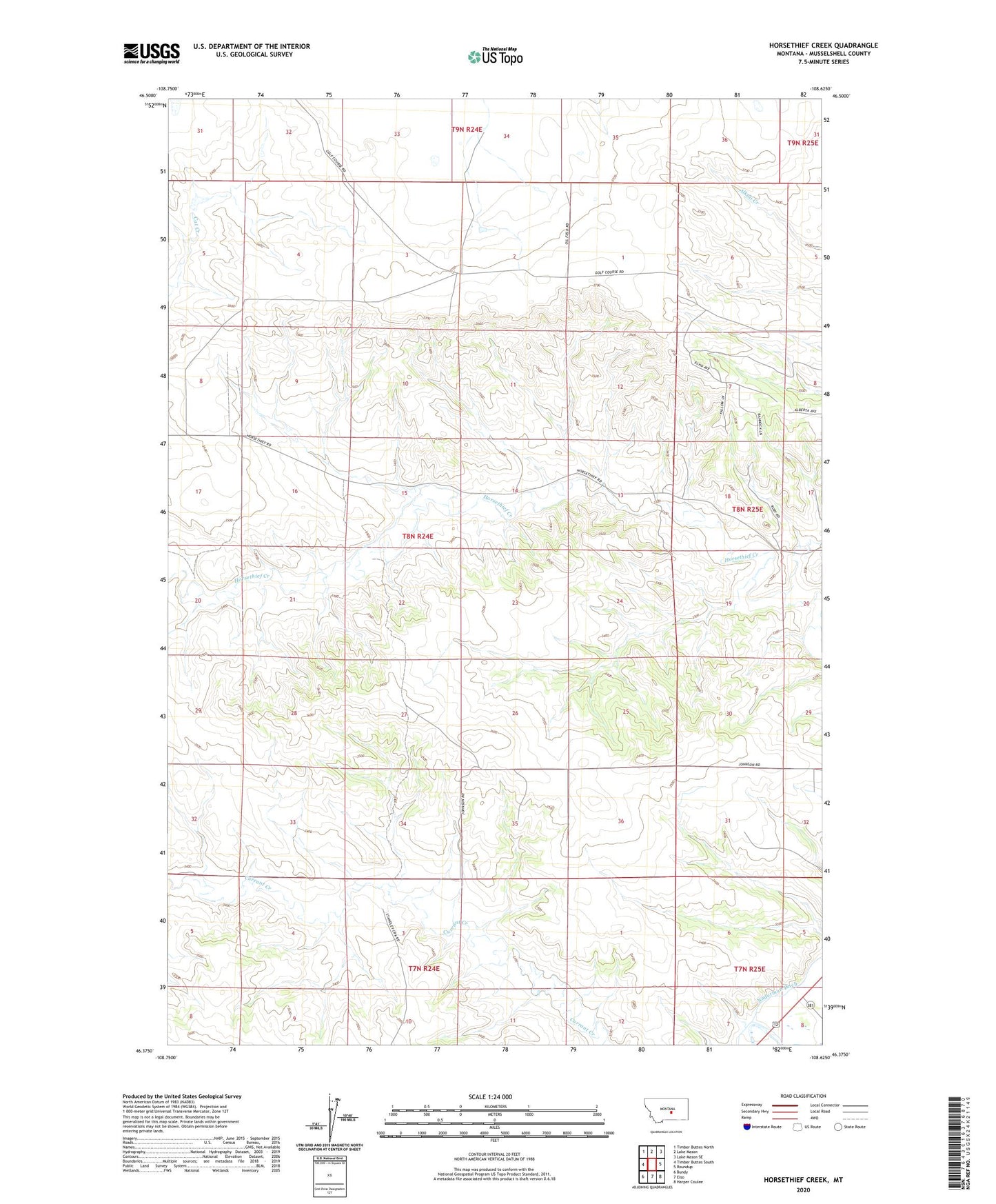 Horsethief Creek Montana US Topo Map Image