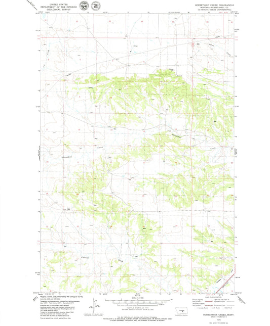Classic USGS Horsethief Creek Montana 7.5'x7.5' Topo Map Image