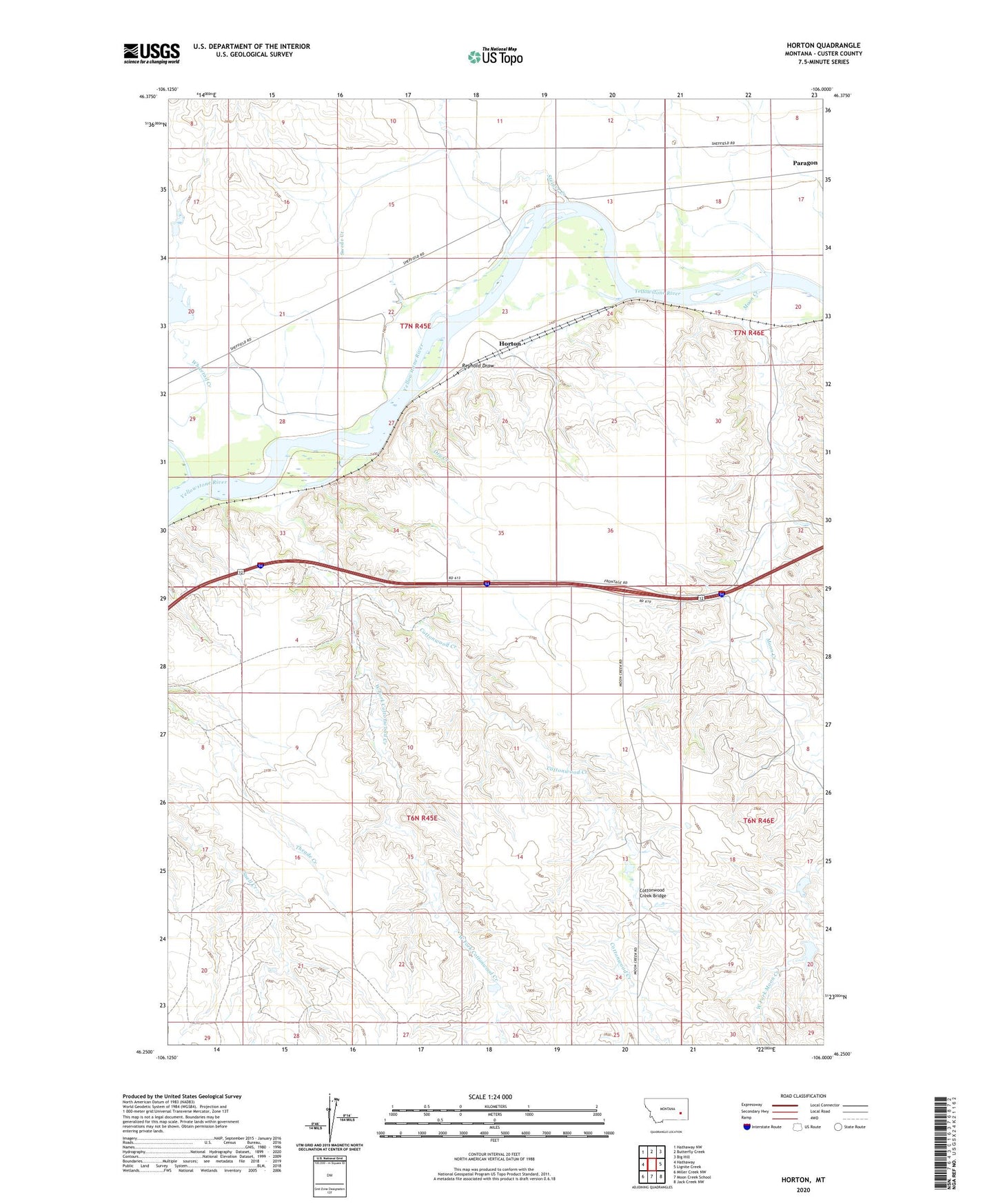 Horton Montana US Topo Map Image