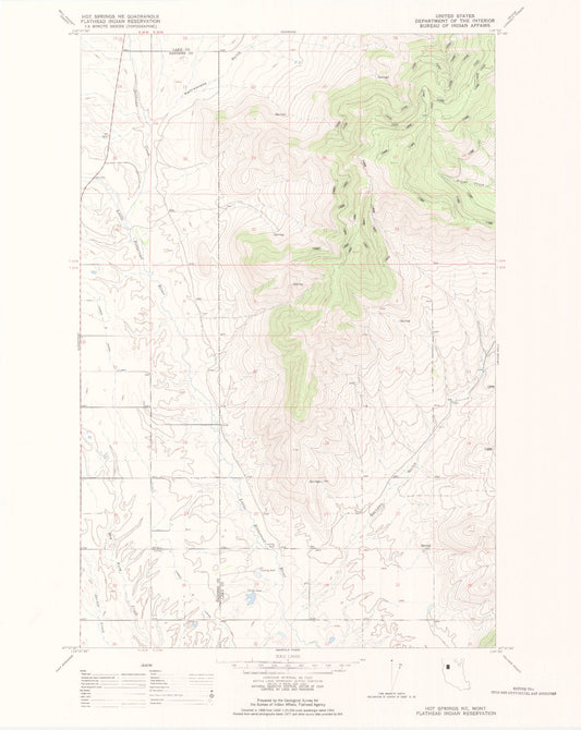 Classic USGS Hot Springs NE Montana 7.5'x7.5' Topo Map Image