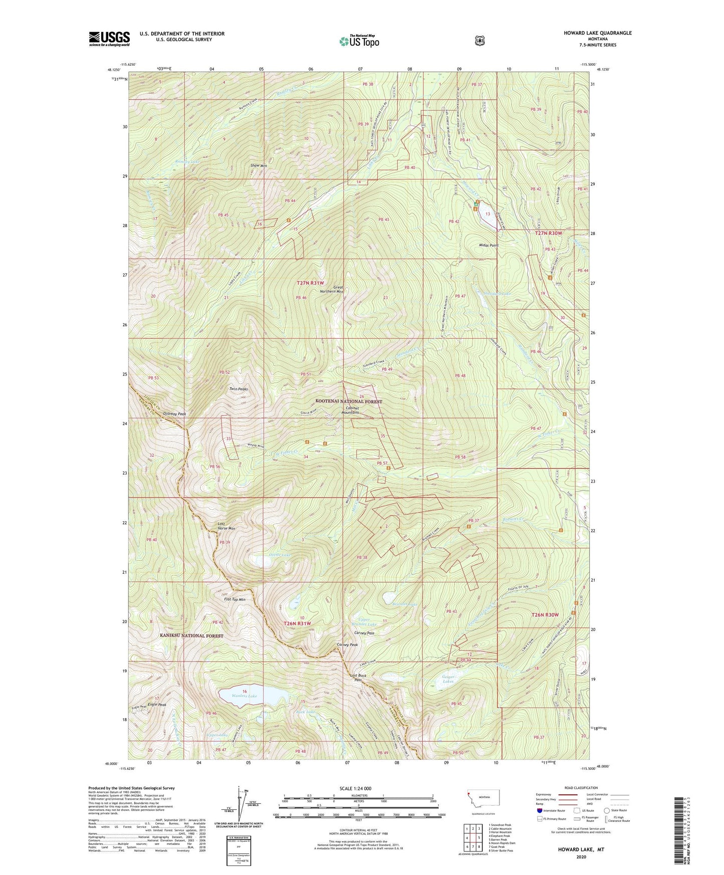 Howard Lake Montana US Topo Map Image