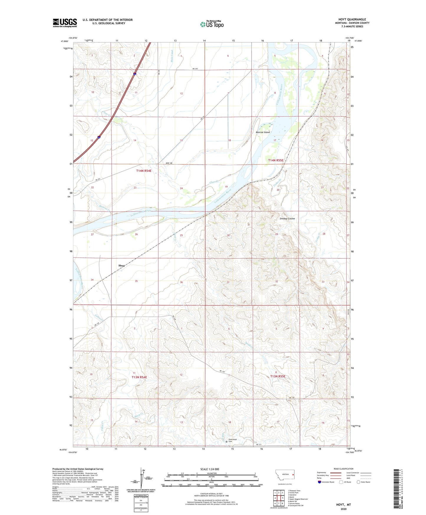 Hoyt Montana US Topo Map Image