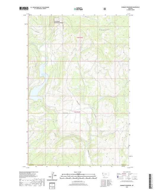 Hubbart Reservoir Montana US Topo Map Image