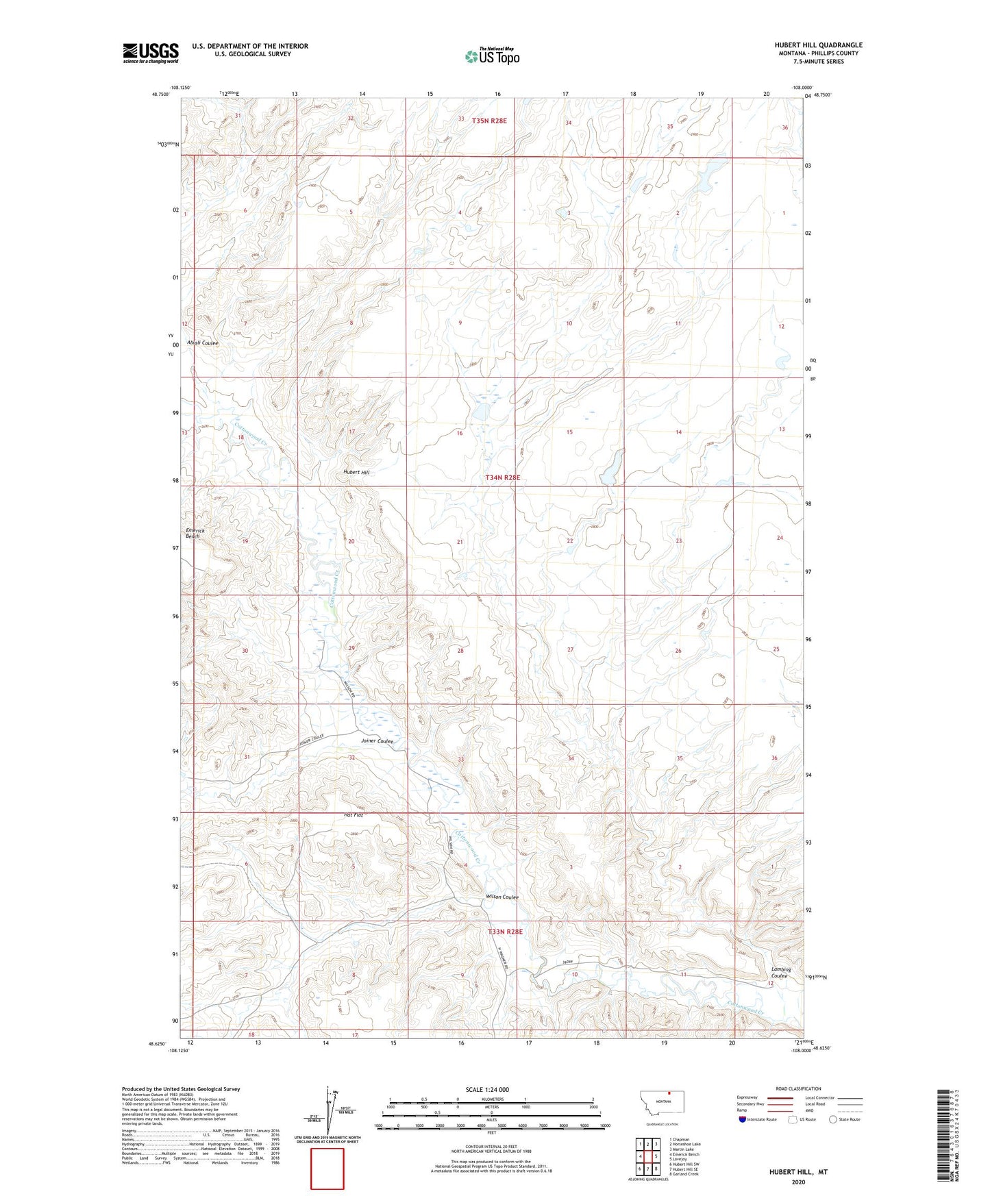 Hubert Hill Montana US Topo Map Image