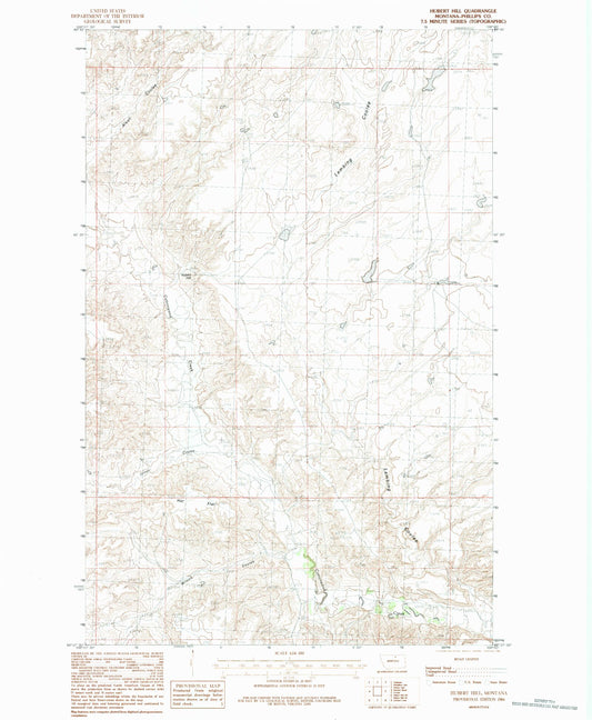 Classic USGS Hubert Hill Montana 7.5'x7.5' Topo Map Image