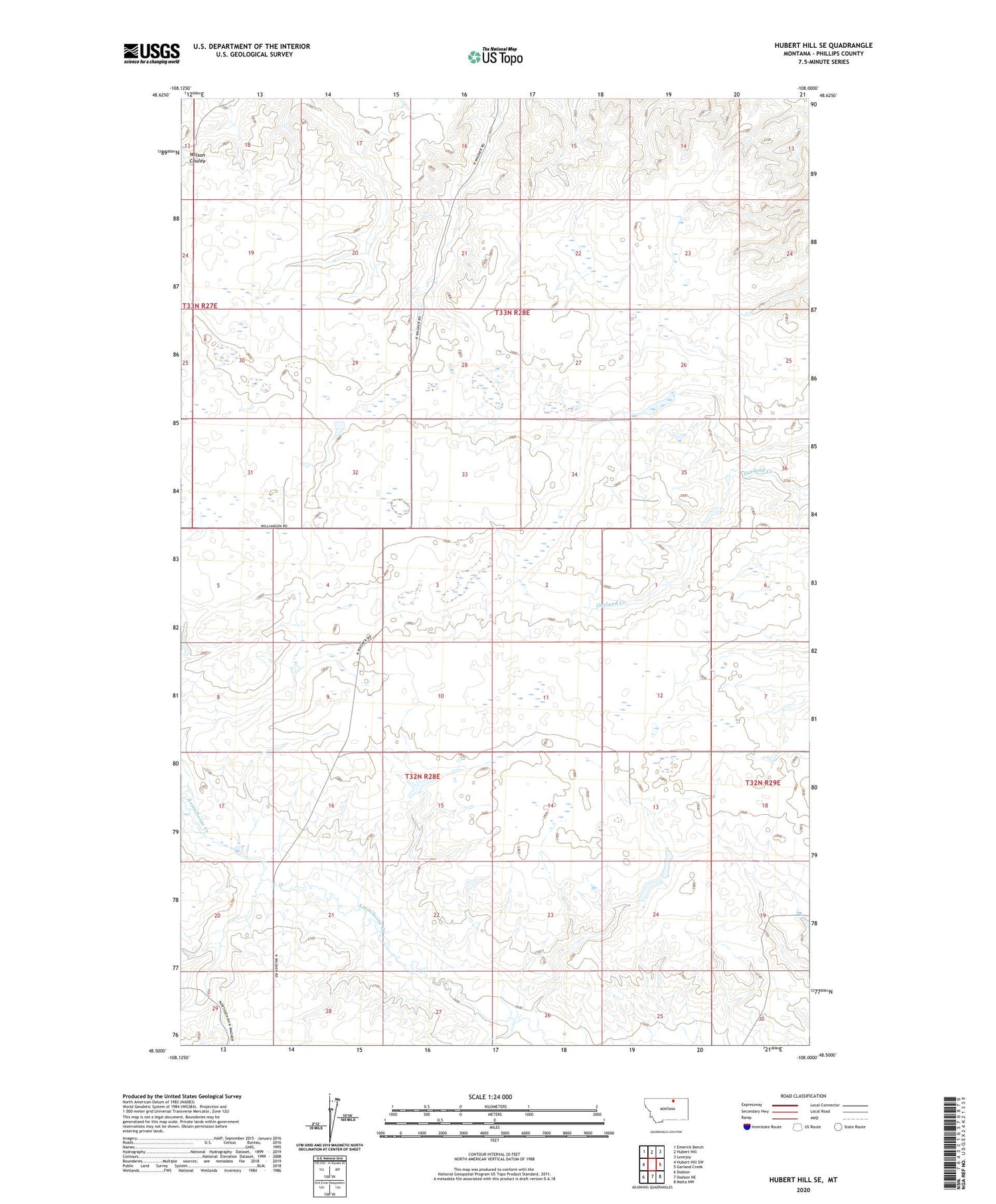 Hubert Hill SE Montana US Topo Map Image