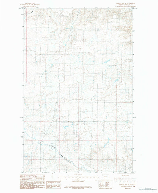Classic USGS Hubert Hill SE Montana 7.5'x7.5' Topo Map Image