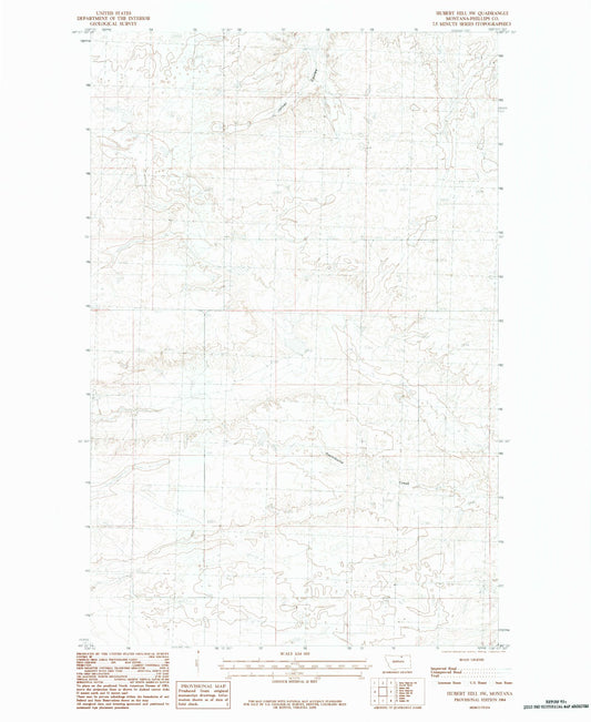 Classic USGS Hubert Hill SW Montana 7.5'x7.5' Topo Map Image