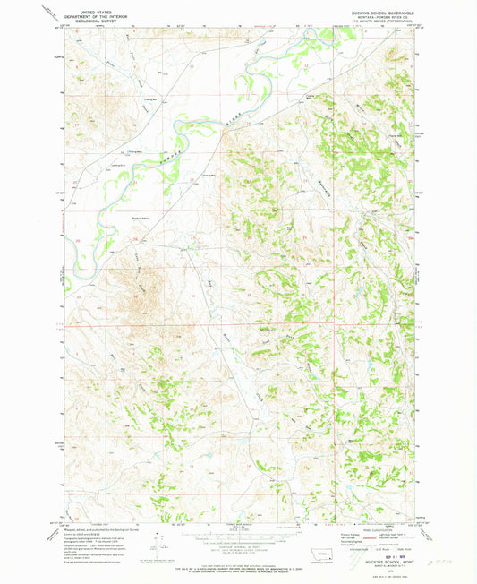 Classic USGS Huckins School Montana 7.5'x7.5' Topo Map Image
