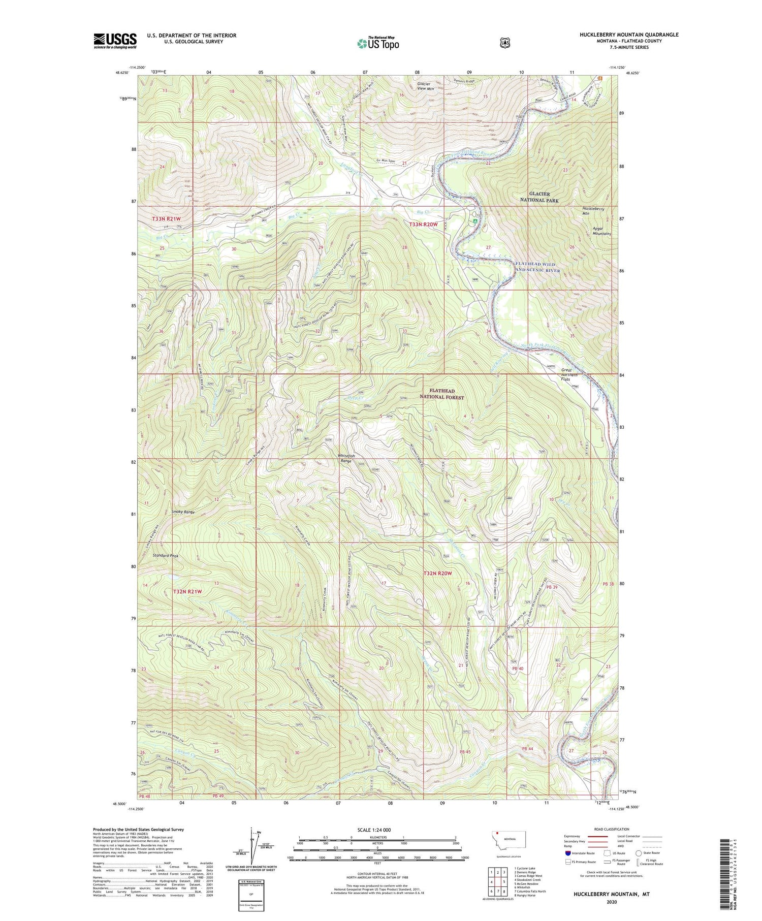 Huckleberry Mountain Montana US Topo Map Image