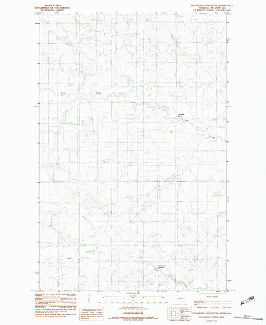 Classic USGS Hudiburgh Reservoir Montana 7.5'x7.5' Topo Map Image