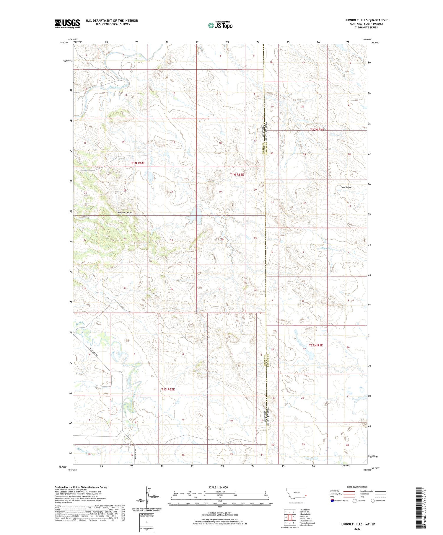 Humbolt Hills Montana US Topo Map Image