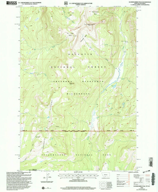 Classic USGS Hummingbird Peak Montana 7.5'x7.5' Topo Map Image