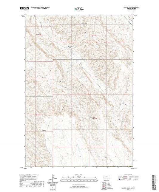 Hunters Creek Montana US Topo Map Image