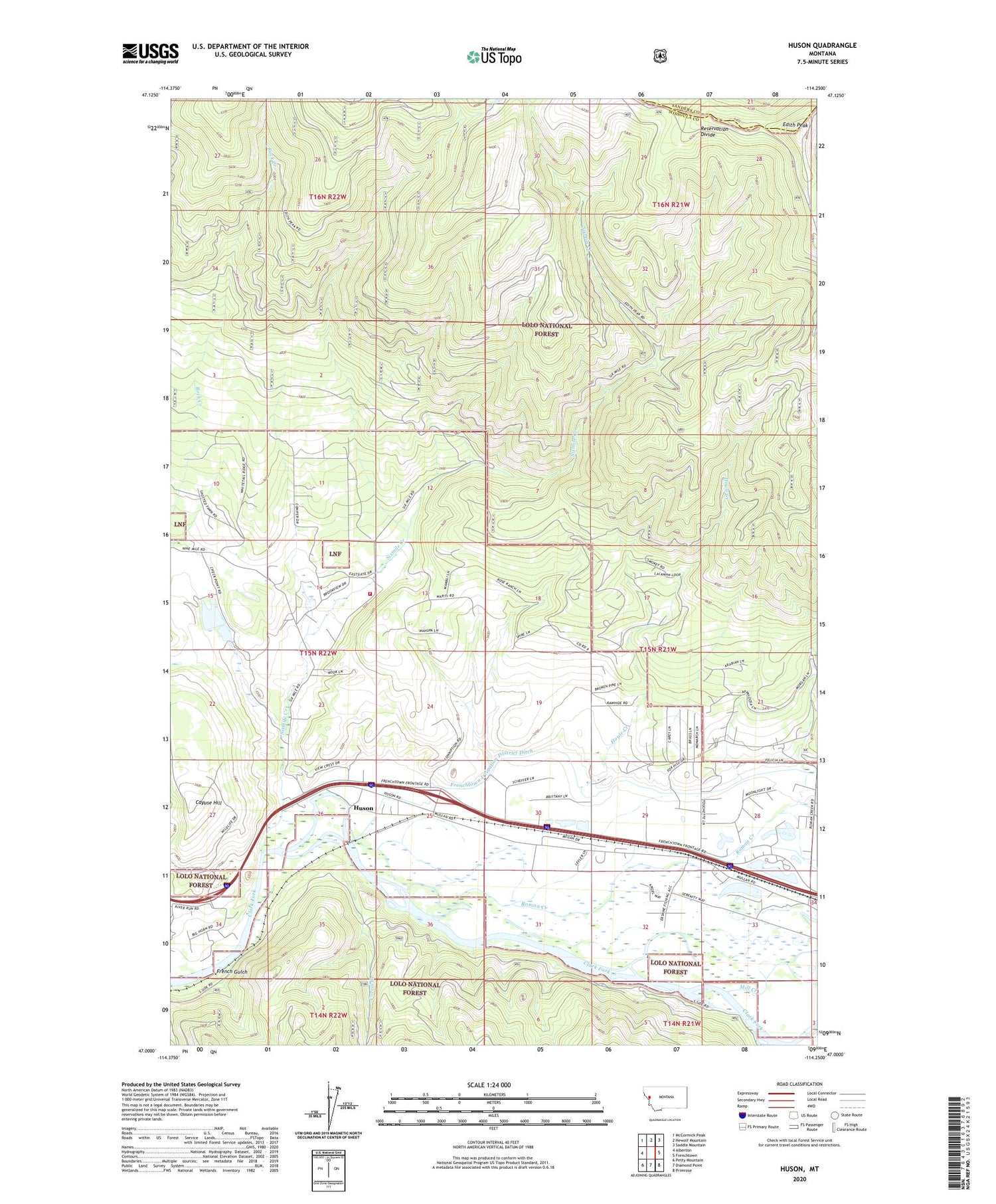 Huson Montana US Topo Map Image
