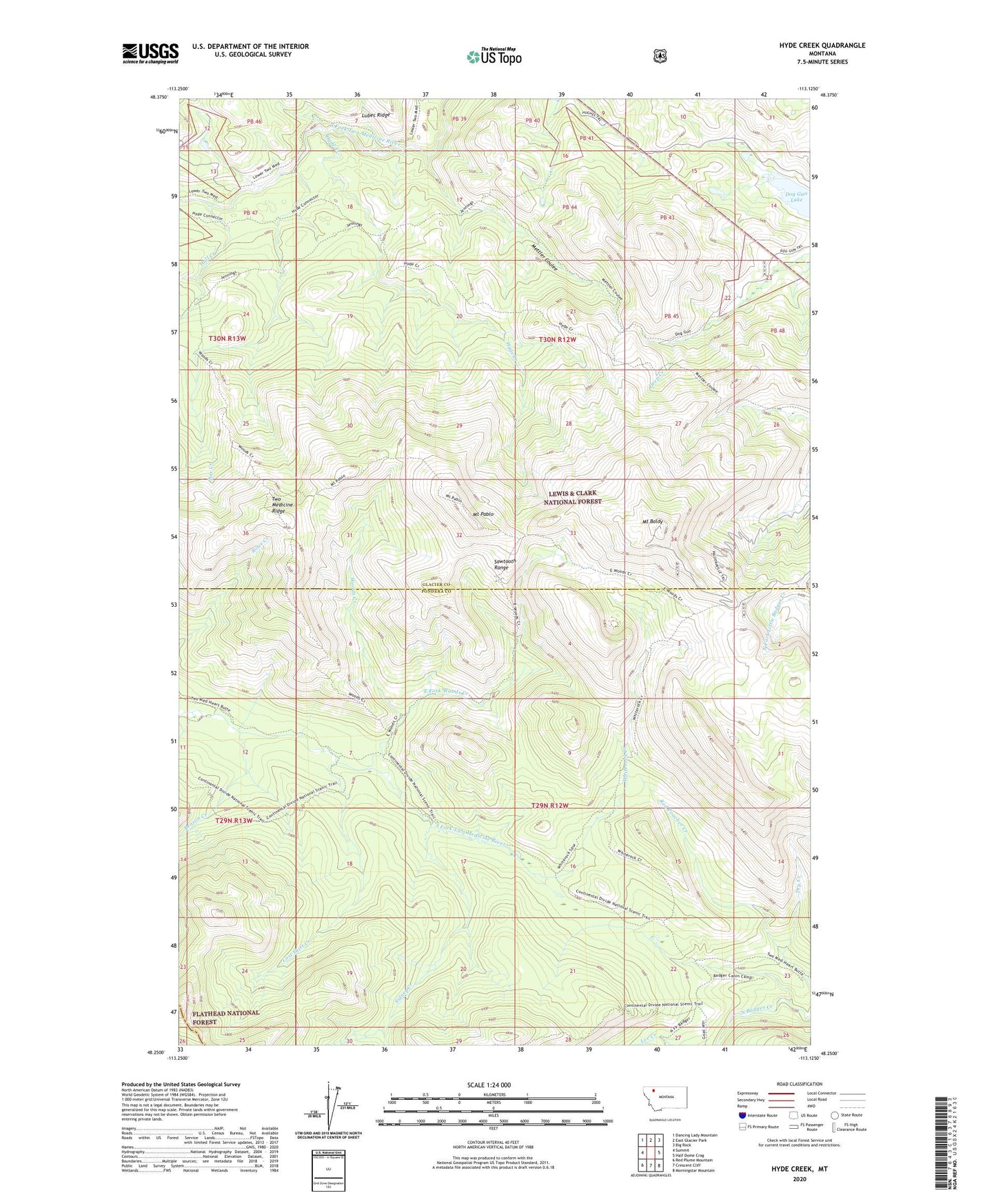 Hyde Creek Montana US Topo Map Image