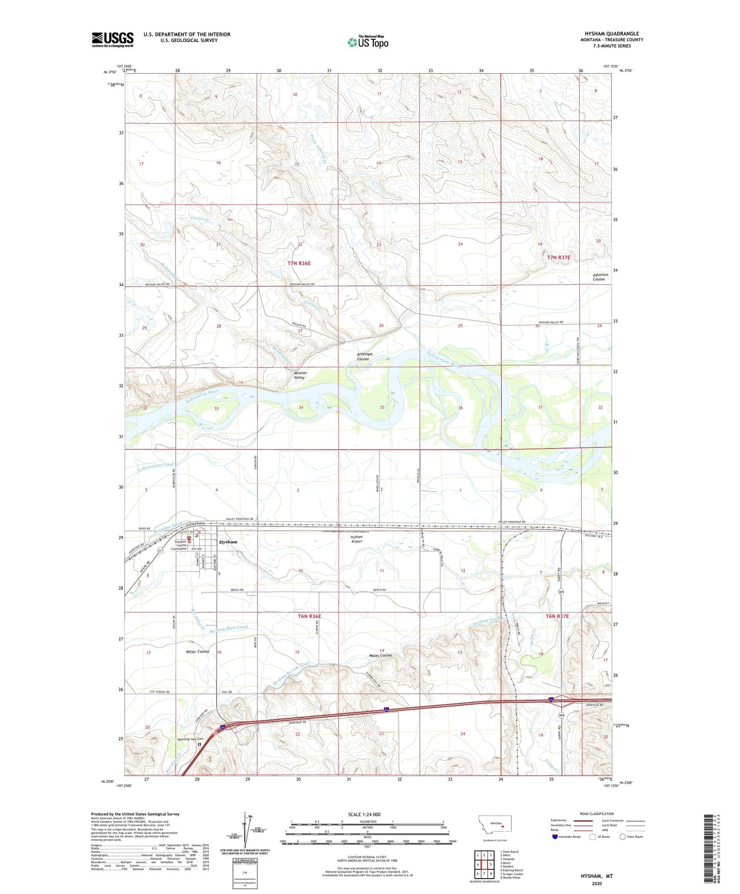 Hysham Montana US Topo Map Image