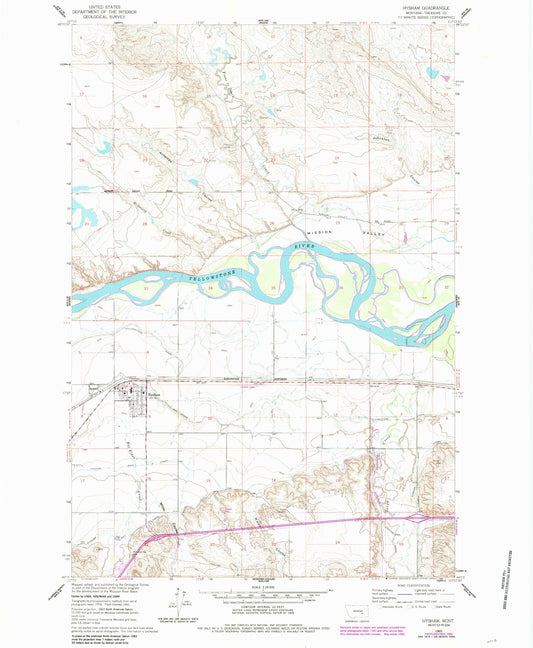 Classic USGS Hysham Montana 7.5'x7.5' Topo Map Image