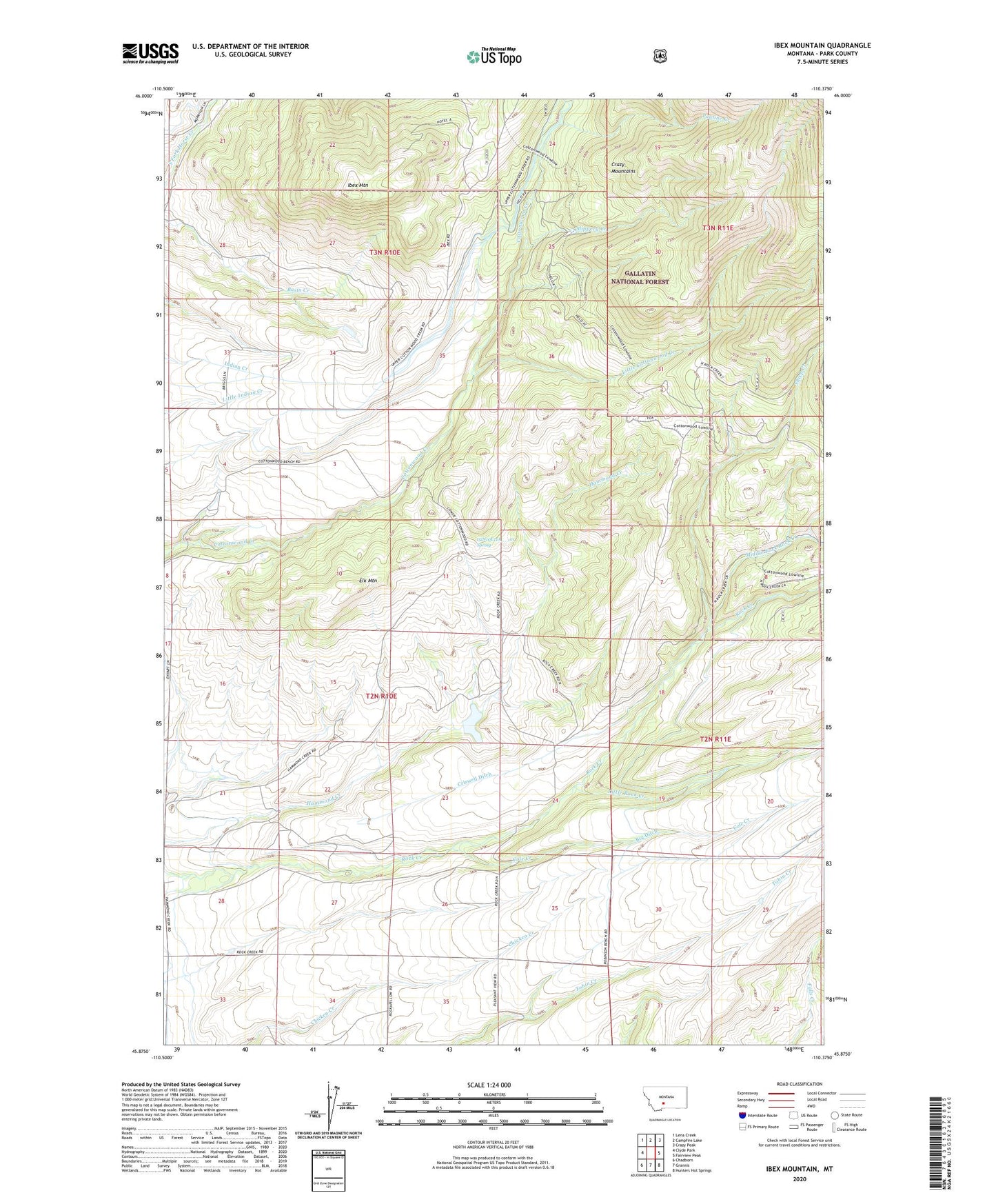 Ibex Mountain Montana US Topo Map Image