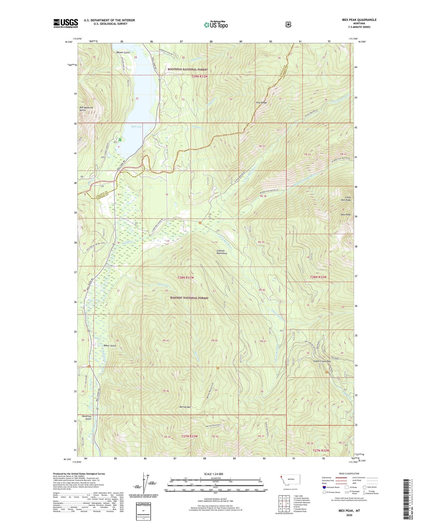 Ibex Peak Montana US Topo Map Image