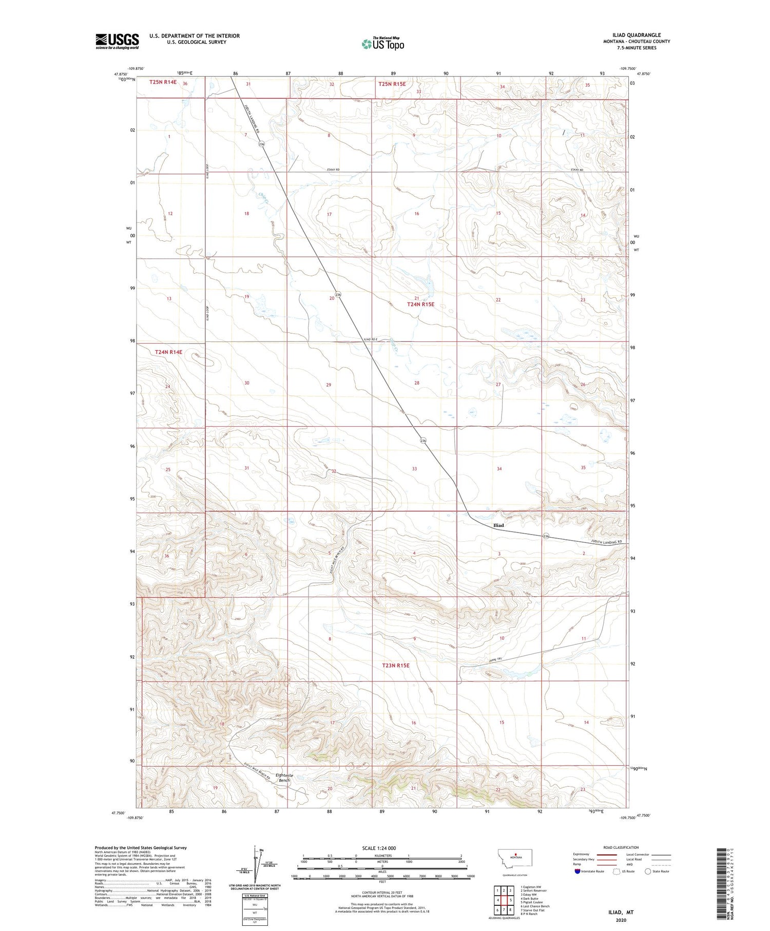 Iliad Montana US Topo Map Image