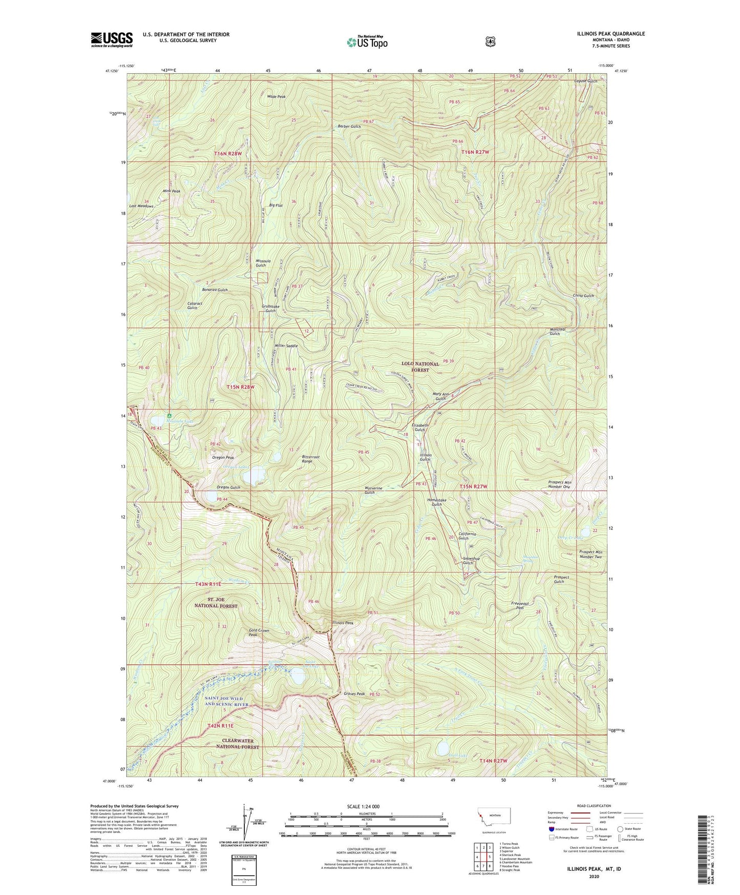 Illinois Peak Montana US Topo Map Image