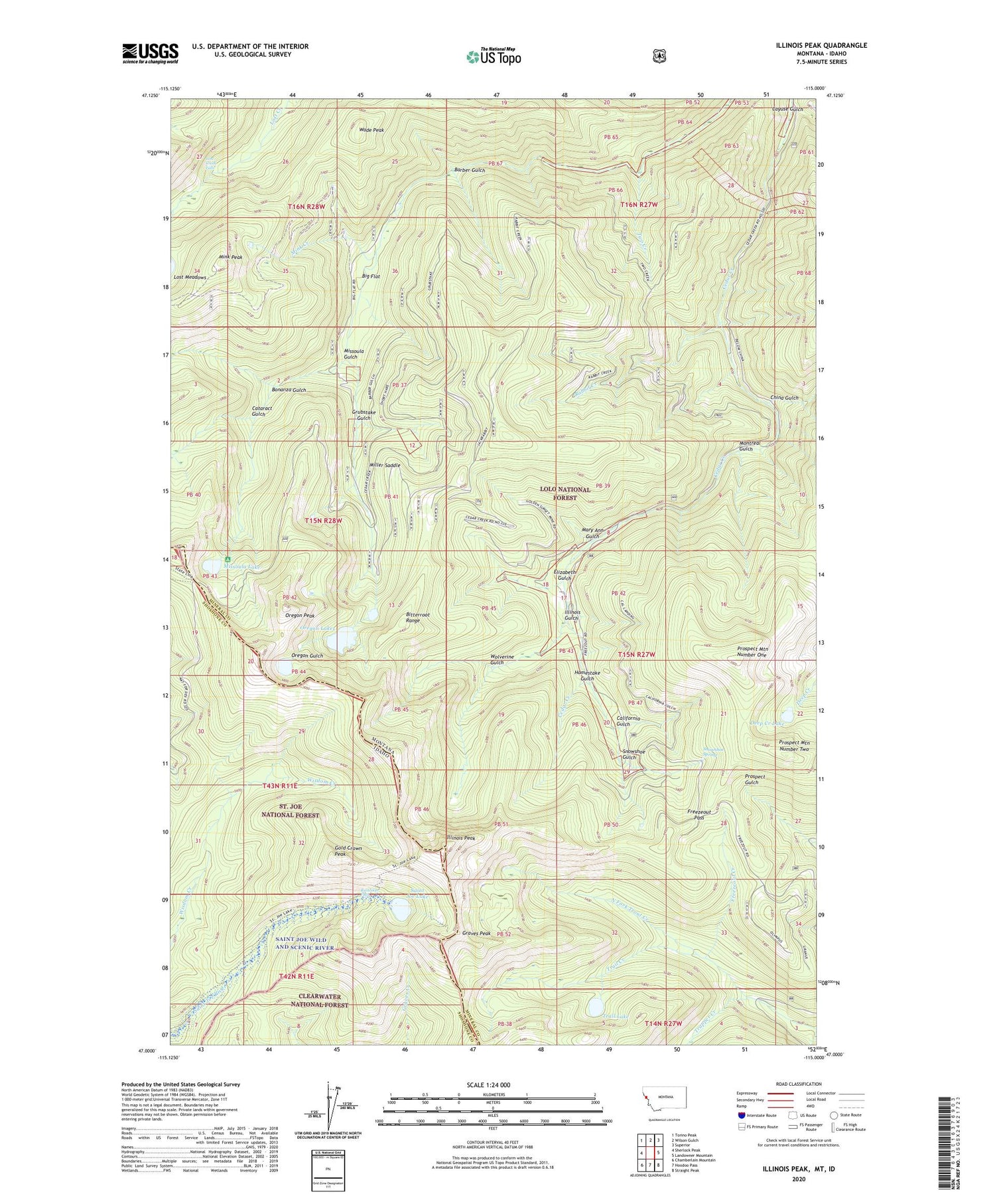 Illinois Peak Montana US Topo Map Image