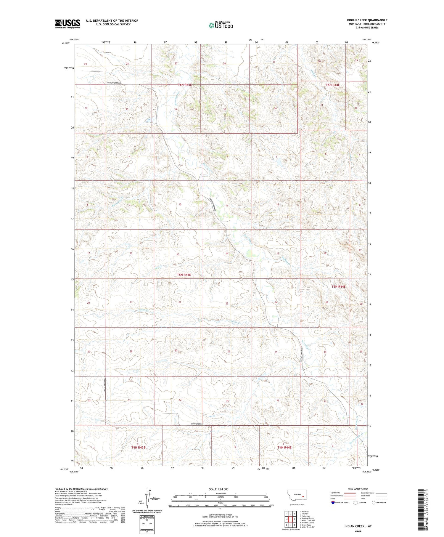 Indian Creek Montana US Topo Map Image