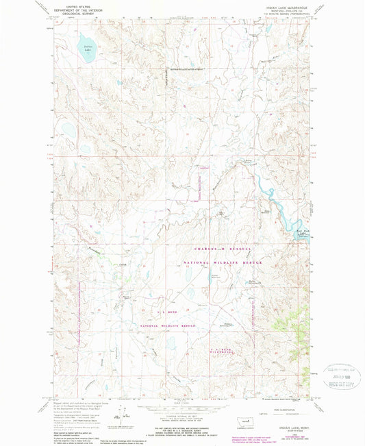 Classic USGS Indian Lake Montana 7.5'x7.5' Topo Map Image