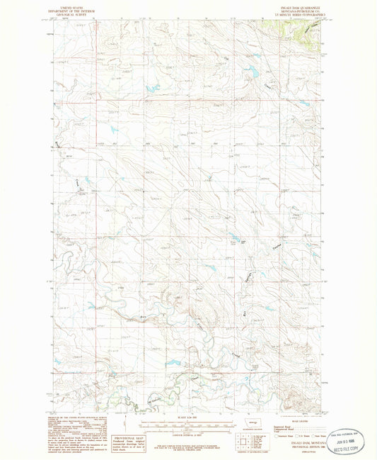 Classic USGS Ingals Dam Montana 7.5'x7.5' Topo Map Image