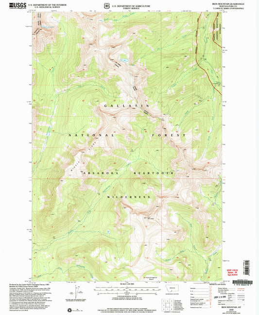 Classic USGS Iron Mountain Montana 7.5'x7.5' Topo Map Image