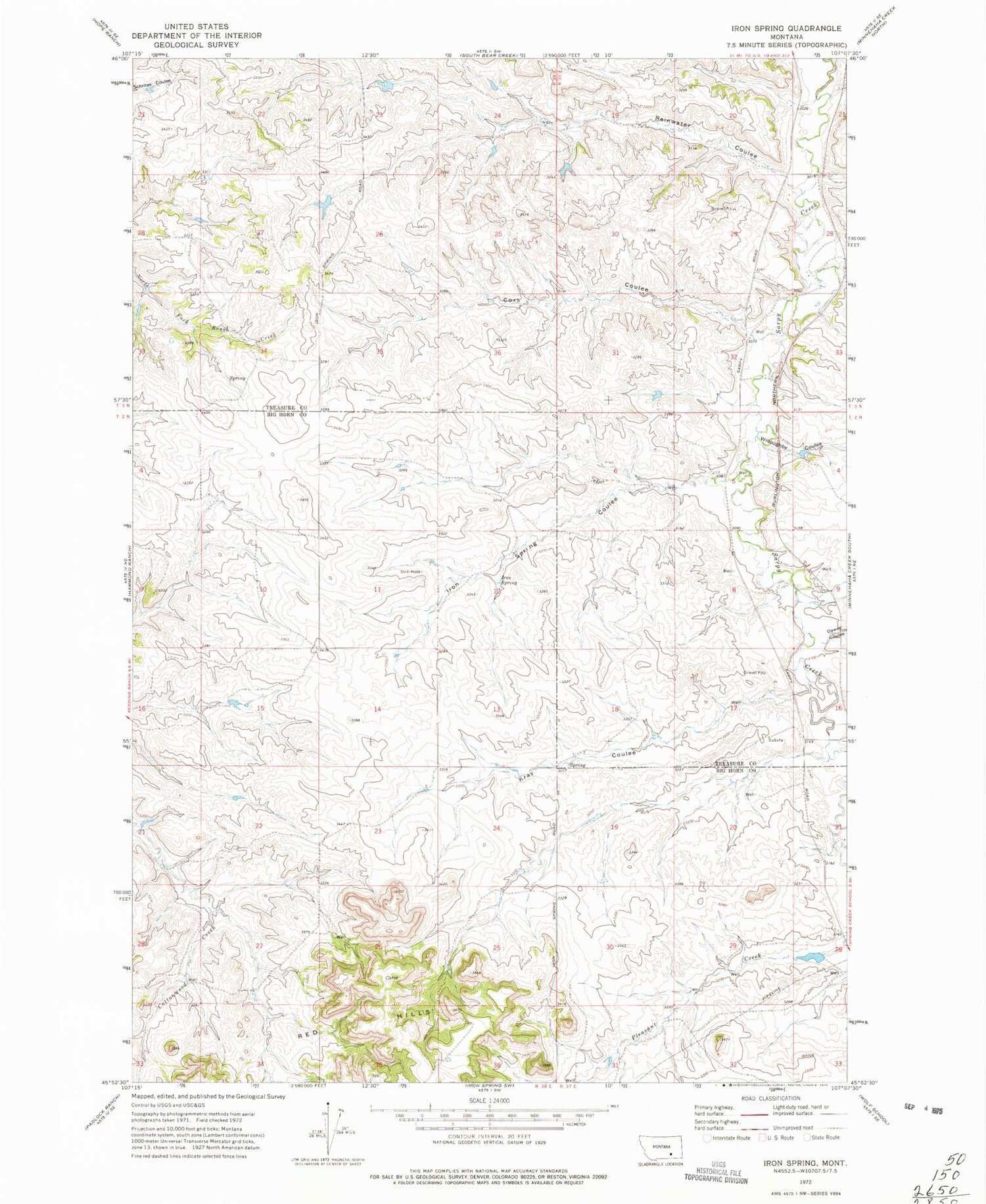 Classic USGS Iron Spring Montana 7.5'x7.5' Topo Map Image