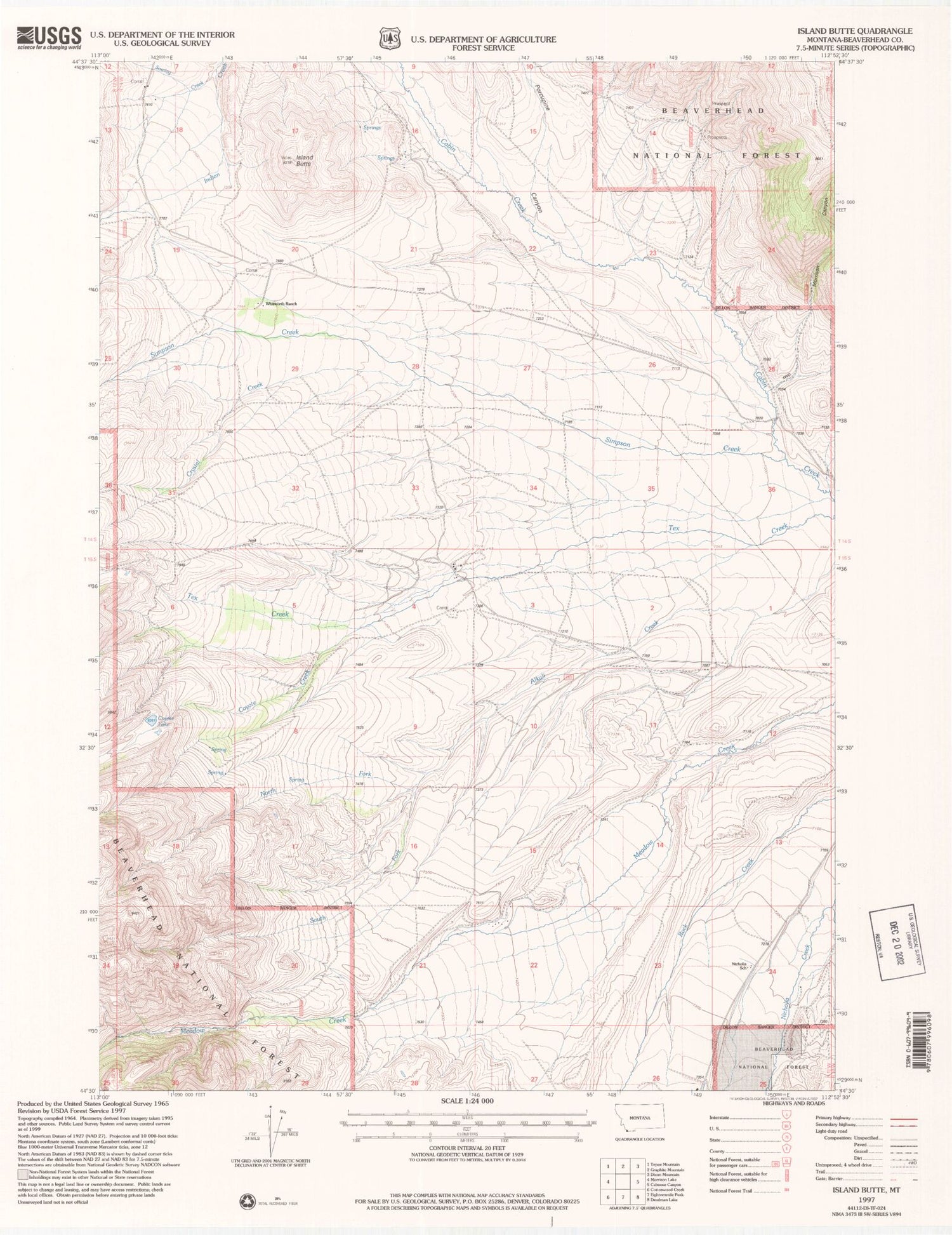 Classic USGS Island Butte Montana 7.5'x7.5' Topo Map Image