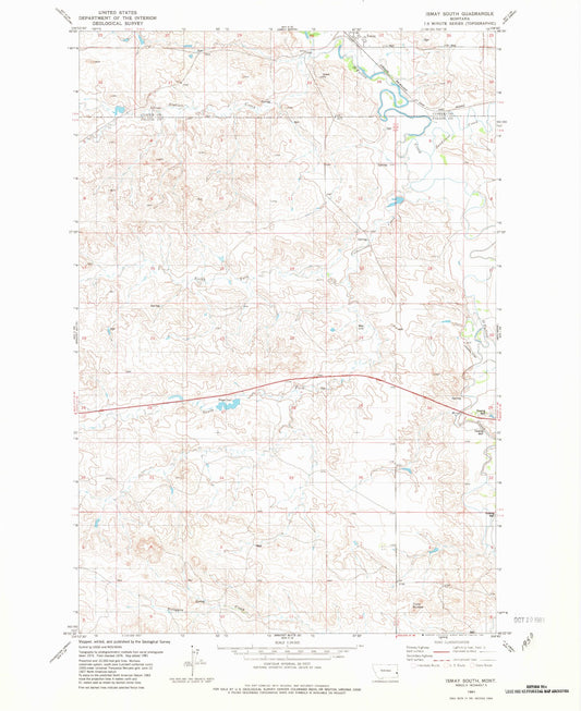 Classic USGS Ismay South Montana 7.5'x7.5' Topo Map Image