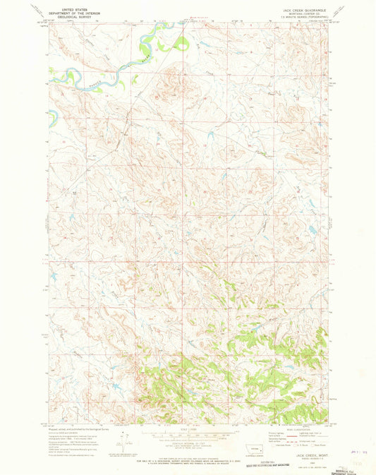 Classic USGS Jack Creek Montana 7.5'x7.5' Topo Map Image