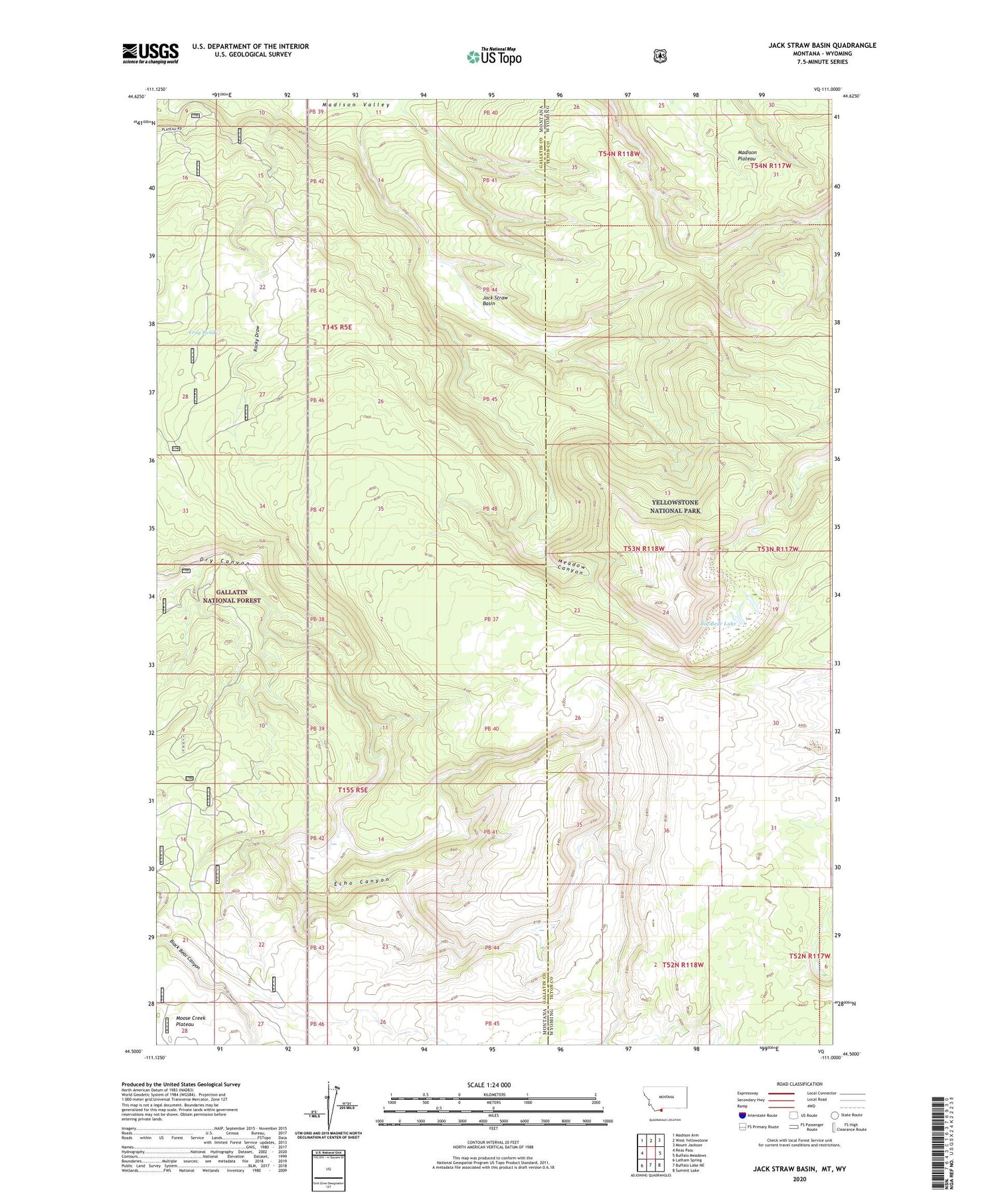 Jack Straw Basin Montana US Topo Map Image