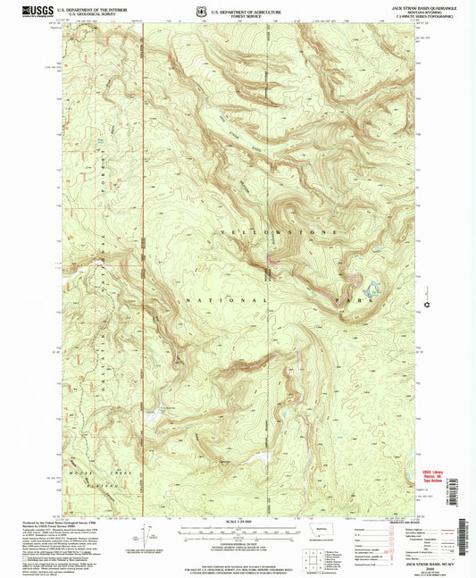 Classic USGS Jack Straw Basin Montana 7.5'x7.5' Topo Map Image